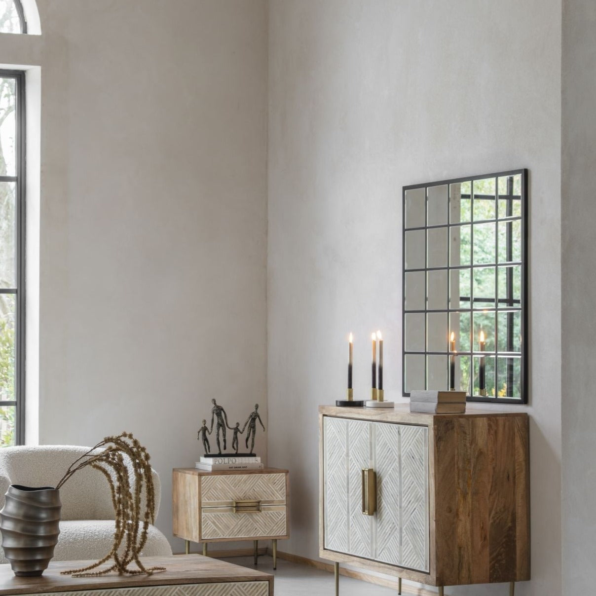 Blakely Black Window Square Wall Mirror